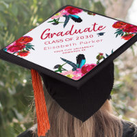 Boho chic floral red navy elegant graduate summer