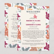 Boho Chic Floral Retro Wedding Itinerary