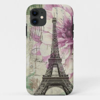 Boho Chic floral Vintage Paris Eiffel Tower
