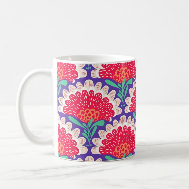 Boho Chic Floral Vintage Print. Coffee Mug (Left)
