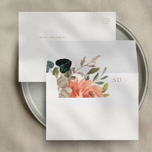 Boho Chic Floral Watercolor Wedding Invitation Envelope