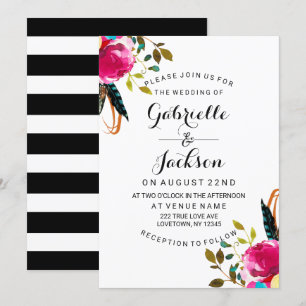 Boho Chic Floral Watercolor Wedding Invitations