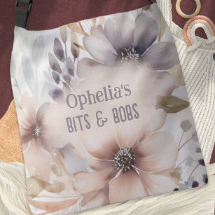 Boho Chic Florals Leaves Name Baby Crossbody Bag