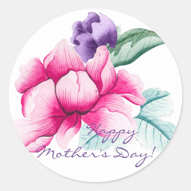 Boho Chic Flowers | Happy Mother's Day Stickers (Front)
