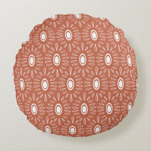Boho Chic Flowers: Modern Seamless Design Round Pillow