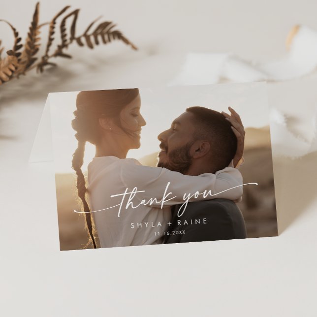 Boho Chic Folded Wedding Photo Thank You Card (Creator Uploaded)