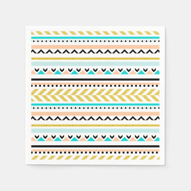 Boho Chic Geometric Aztec Inspired Pattern Napkin (Front)