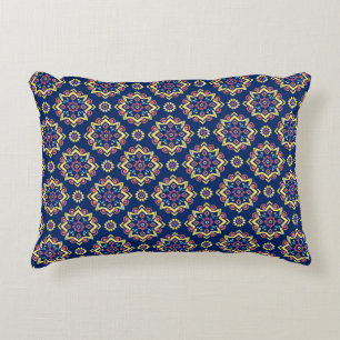 Boho Chic Geometric Floral Pattern Accent Pillow