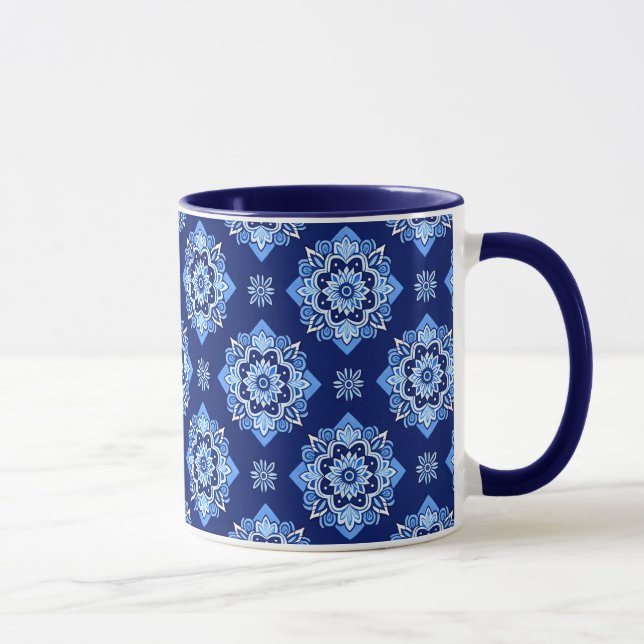 Boho Chic Geometric Floral Pattern Mug (Right)