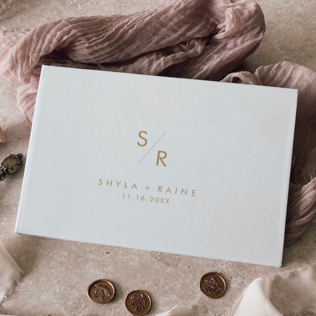 Boho Chic Gold and White Monogram Wedding Guest Book (Creator Uploaded)