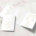 Boho Chic Gold and White Monogram Wedding Tri-Fold Programme<br><div class="desc">This boho chic gold and white monogram wedding tri-fold program is perfect for a minimalist wedding. The neutral yellow gold and white modern bohemian design features simple rustic calligraphy with a unique yet classic style. Personalize your wedding program with your initials, names, wedding date and location, your favourite quote or...</div>