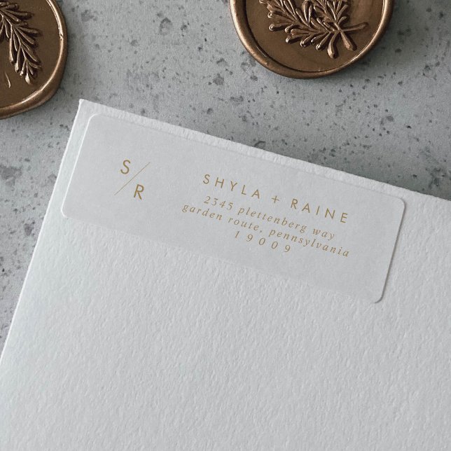 Boho Chic Gold et White Monogram Étiquettes de adr (Créateur téléchargé)