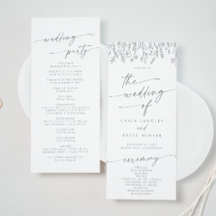 Boho Chic Gray Wildflower Tea Length Wedding Program
