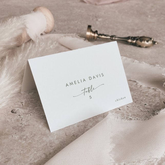 Boho Chic Green and White Guest Name Place Cards (Creator Uploaded)