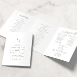 Boho Chic Green and White Monogram Wedding Tri-Fold Programme<br><div class="desc">This boho chic green and white monogram wedding tri-fold program is perfect for a minimalist wedding. The neutral olive sage green and white modern bohemian design features simple rustic calligraphy with a unique yet classic style. Personalize your wedding program with your initials, names, wedding date and location, your favourite quote...</div>