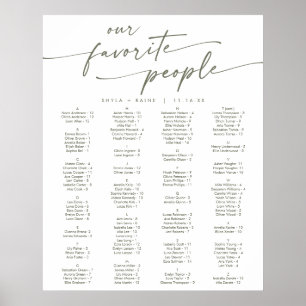 Boho Chic Green and White Printable Seating Chart