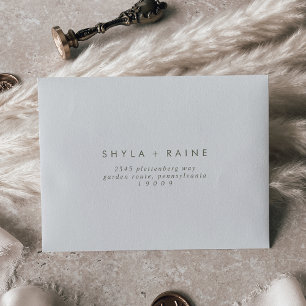 Boho Chic Green and White Self-Addressed RSVP Envelope