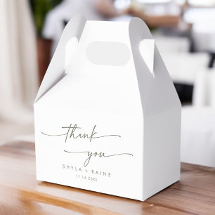 Boho Chic Green and White Thank You Wedding Favor Box