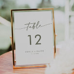 Boho Chic Green and White Wedding Table Numbers<br><div class="desc">These boho chic green and white wedding table numbers are perfect for a minimalist wedding. The neutral olive sage green and white modern bohemian design features simple rustic calligraphy with a unique yet classic style. The design prints on the front and back. Customize your table numbers with your names and...</div>