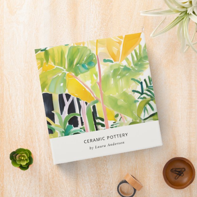 Boho Chic Green Tropical Leafy Foliage Botanical Binder (In Situ)