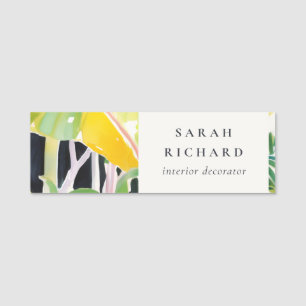 Boho Chic Green Tropical Leafy Foliage Botanical Name Tag