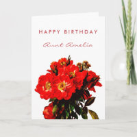 Boho Chic Happy Birthday Red Roses Bouquet Aunt