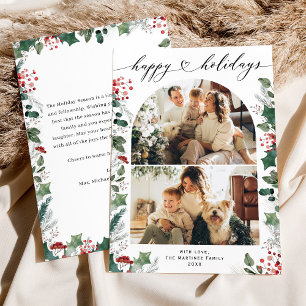 Boho Chic Happy Holidays Photo Card with Message