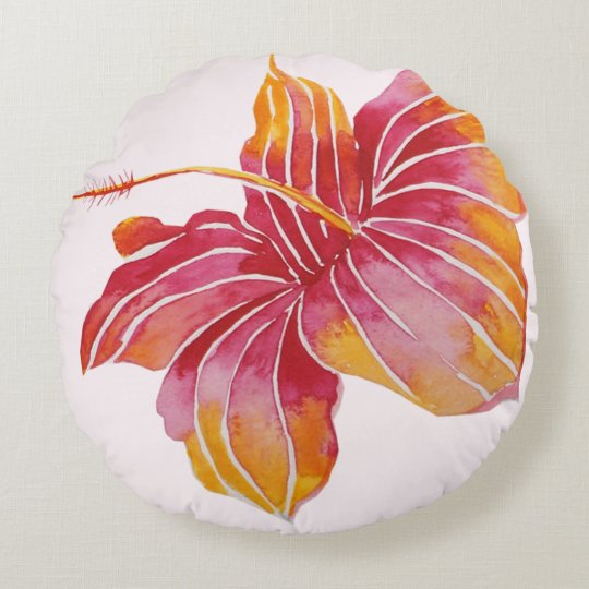 Boho Chic Hawaiian Flower Cotton Throw Pillow