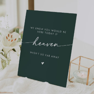 Boho Chic Heaven Emerald Green Wedding Memorial Pedestal Sign
