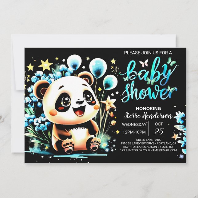 Boho Chic Jungle Panda Haven Boy Baby Shower Invitation (Front)
