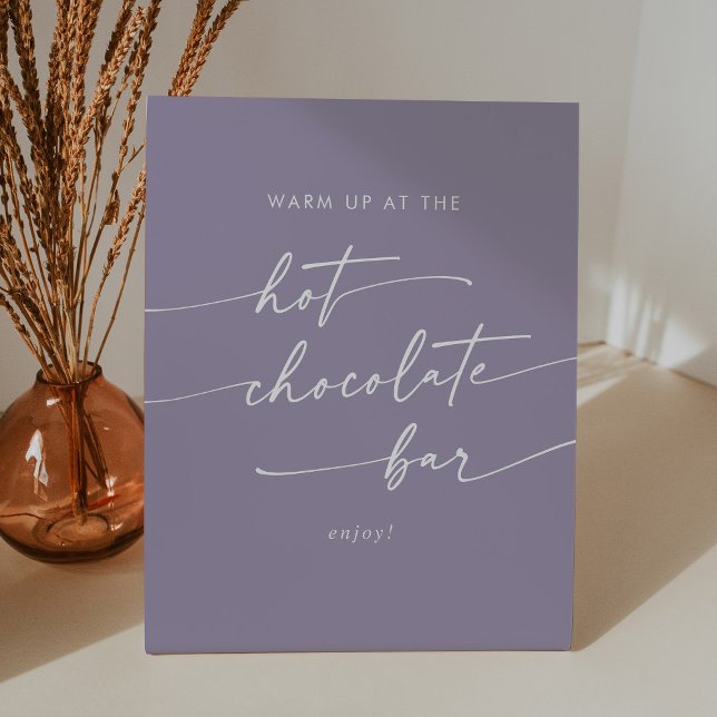 Boho Chic Lavender Purple Hot Chocolate Bar Pedestal Sign (Creator Uploaded)