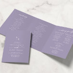 Boho Chic Lavender Purple Monogram Wedding Tri-Fold Programme<br><div class="desc">This boho chic lavender purple monogram wedding tri-fold program is perfect for a minimalist wedding. The colourful dusty purple modern bohemian design features simple rustic calligraphy with a unique yet classic style. Personalize your wedding program with your initials, names, wedding date and location, your favourite quote or lyric, order of...</div>