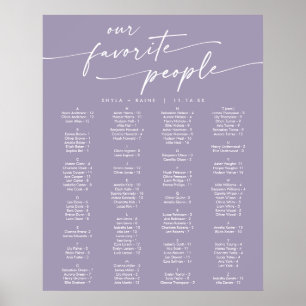 Boho Chic Lavender Purple Printable Seating Chart