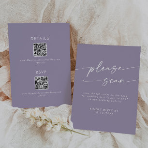 Boho Chic Lavender Purple QR Code Details  RSVP Card