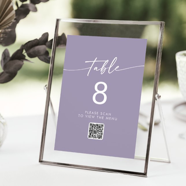Boho Chic Lavender Purple QR Code Table Numbers (Creator Uploaded)
