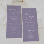 Boho Chic Lavender Purple Tea Length Wedding Program<br><div class="desc">This boho chic lavender purple tea length wedding program is perfect for a minimalist wedding ceremony. The colourful dusty purple modern bohemian design features simple rustic calligraphy with a unique yet classic style. Personalize your wedding program with you names, wedding date, location, order of service, wedding party and optional in...</div>