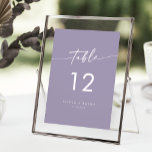 Boho Chic Lavender Purple Wedding Table Numbers<br><div class="desc">These boho chic lavender purple wedding table numbers are perfect for a minimalist wedding. The colourful dusty purple modern bohemian design features simple rustic calligraphy with a unique yet classic style. The design prints on the front and back. Customize your table numbers with your names and date. Personalize each table...</div>