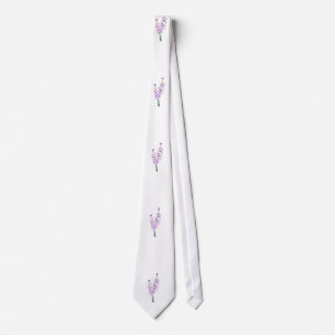 Boho Chic lavender white floral delphinium Tie