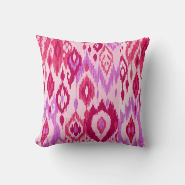 Boho Chic lilac orchid pink Ikat Tribal Tapestry Throw Pillow (Front)