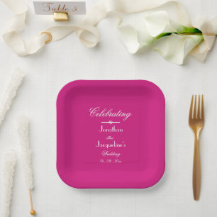 Boho Chic Magenta Wedding Cake Table Paper Plate