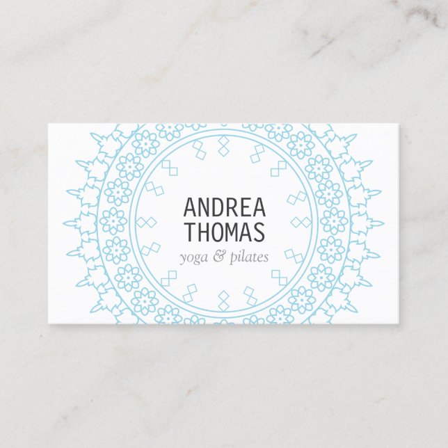 Boho Chic Mandala Blue/White Business Card (Front)