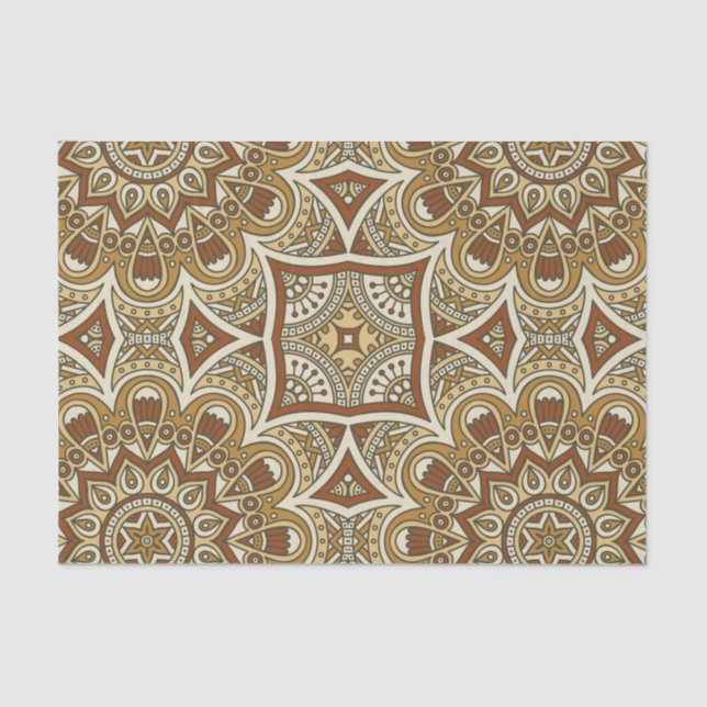 Boho Chic Mandala Pattern in Earth Tones Tissue Paper (Front)