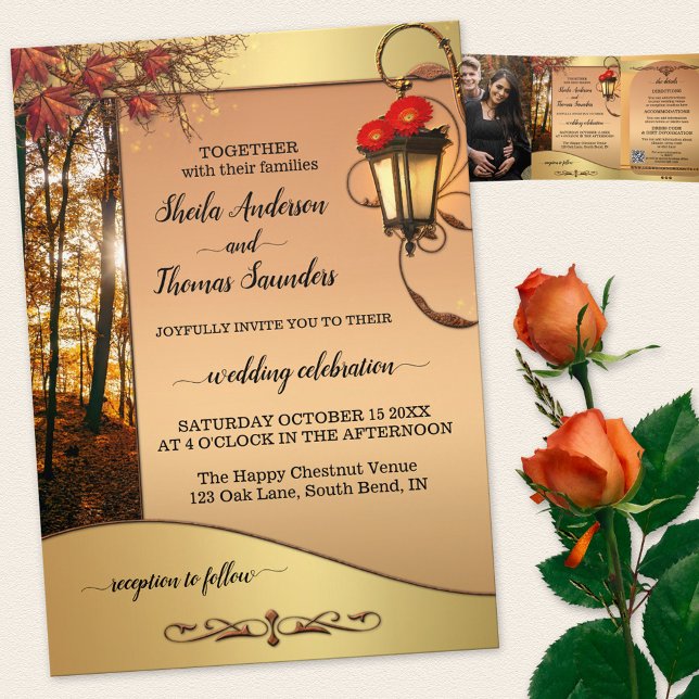 Boho Chic Mariage de automne Tri-fold Faire-part d (Créateur téléchargé)