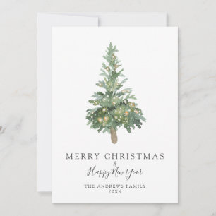 Boho Chic Merry Christmas Watercolor Tree Holiday 
