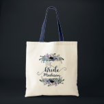 Boho Chic Mint Navy Floral Monogram Wedding Bride Tote Bag<br><div class="desc">Boho Chic Mint & Navy Floral & Feathers Monogram Wedding Personalized Bride Tote Bag with fun modern Brush Font. Check my shop to see the entire wedding suite for this design!</div>