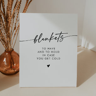 Boho Chic Modern Black and White Blanket Wedding Pedestal Sign
