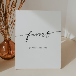 Boho Chic Modern Black and White Wedding Favours Pedestal Sign