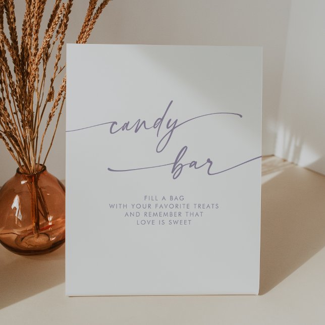 Boho Chic Modern Dusty Purple Candy Bar Wedding Pedestal Sign (Boho Chic Modern Dusty Purple Candy Bar Wedding Pedestal Sign)