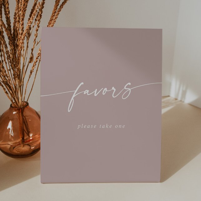 Boho Chic Modern Dusty Rose Pink Wedding Favours Pedestal Sign (Creator Uploaded)