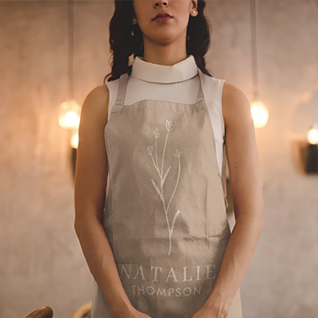 Boho Chic Mushroom Brown Personalized Monogram Apron (Creator Uploaded)